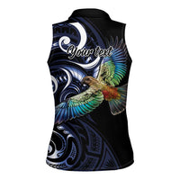 New Zealand Kea Bird Personalised Women Sleeveless Polo Shirt Maori Tribal Koru Art LT9 - Polynesian Pride