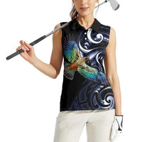 New Zealand Kea Bird Personalised Women Sleeveless Polo Shirt Maori Tribal Koru Art LT9 - Polynesian Pride