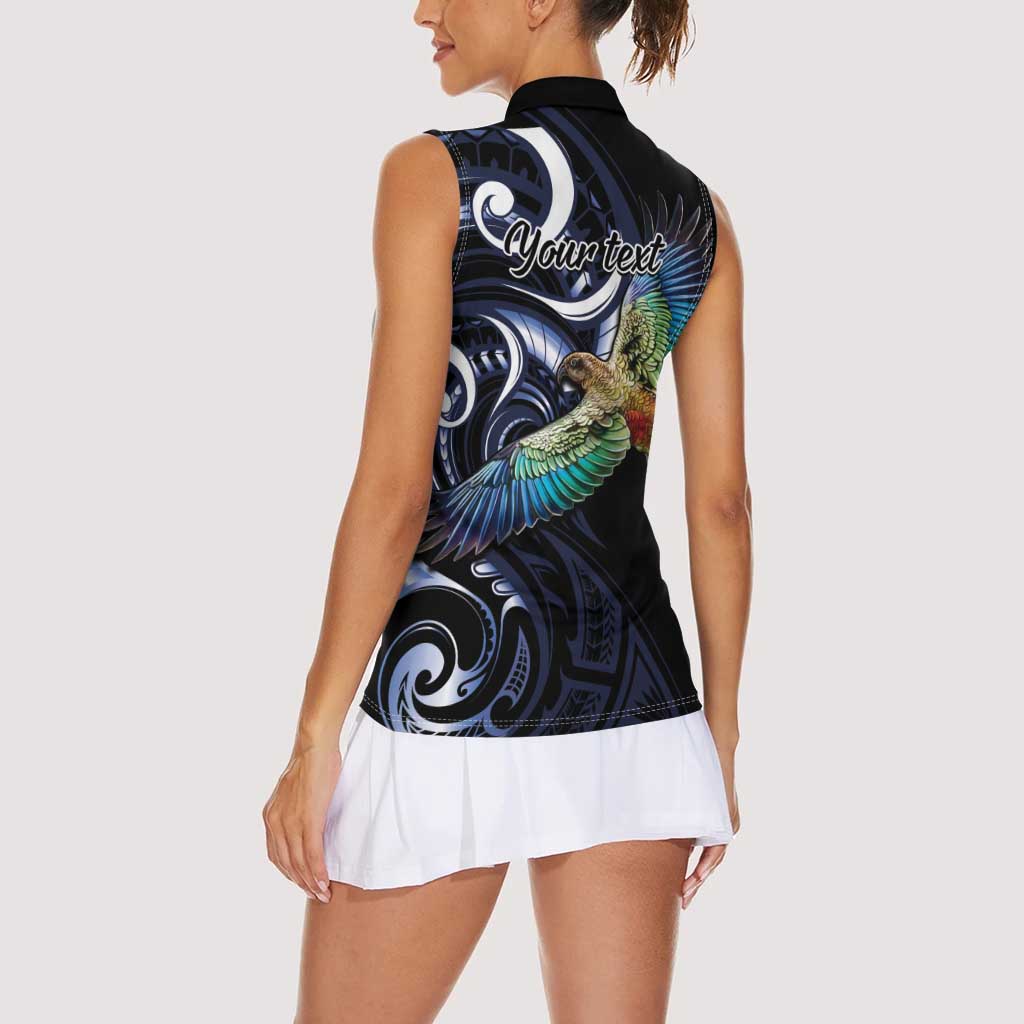 New Zealand Kea Bird Personalised Women Sleeveless Polo Shirt Maori Tribal Koru Art LT9 - Polynesian Pride