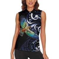 New Zealand Kea Bird Personalised Women Sleeveless Polo Shirt Maori Tribal Koru Art LT9 - Polynesian Pride