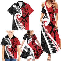 Silver Fern Koru Swirls with Maori Ta Moko Family Matching Summer Maxi Dress and Hawaiian Shirt LT9 - Polynesian Pride