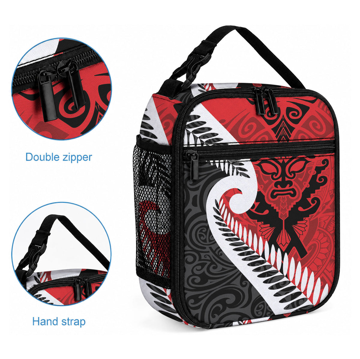 Silver Fern Koru Swirls with Maori Ta Moko Lunch Bag LT9 - Polynesian Pride
