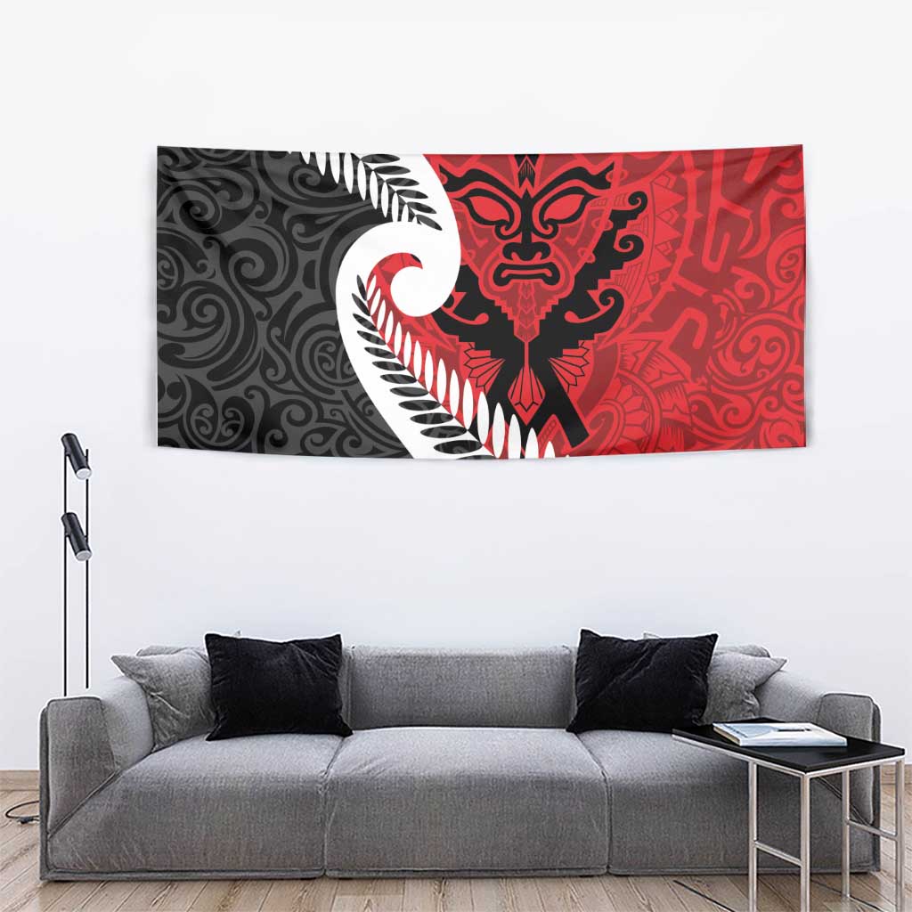 Silver Fern Koru Swirls with Maori Ta Moko Tapestry