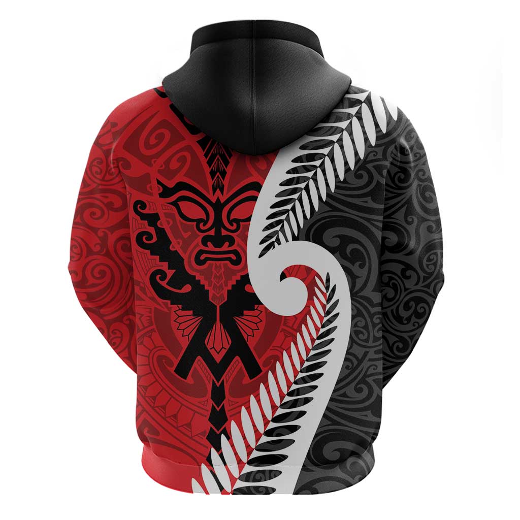 Silver Fern Koru Swirls with Maori Ta Moko Zip Hoodie LT9 - Polynesian Pride