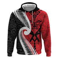 Silver Fern Koru Swirls with Maori Ta Moko Zip Hoodie LT9 Pullover Hoodie Red - Polynesian Pride