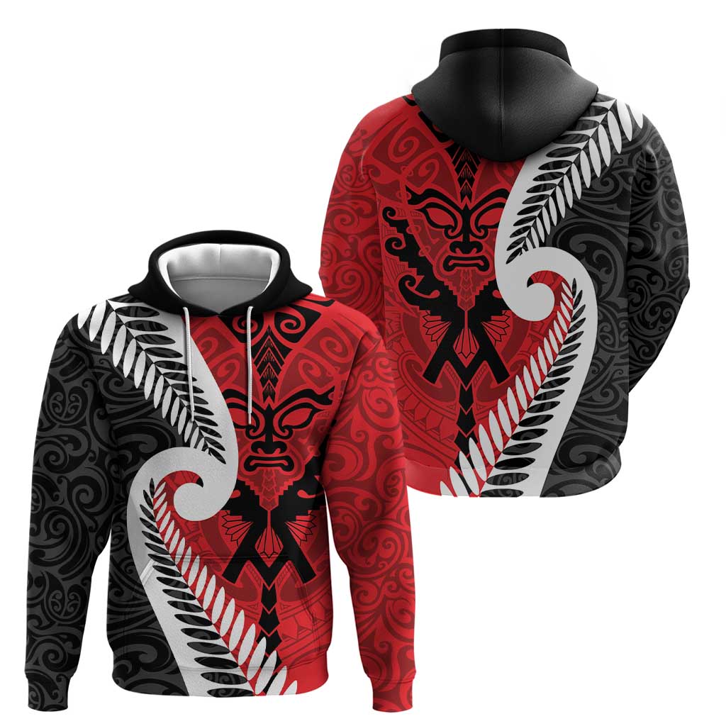 Silver Fern Koru Swirls with Maori Ta Moko Zip Hoodie LT9 - Polynesian Pride