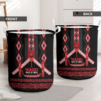 Toitu Te Tiriti Waitangi Laundry Basket Black Wharenui House - Polynesian Pride
