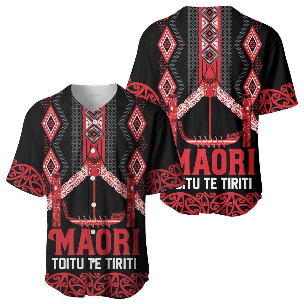 Toitu Te Tiriti Waitangi Baseball Jersey Black Wharenui House - Polynesian Pride