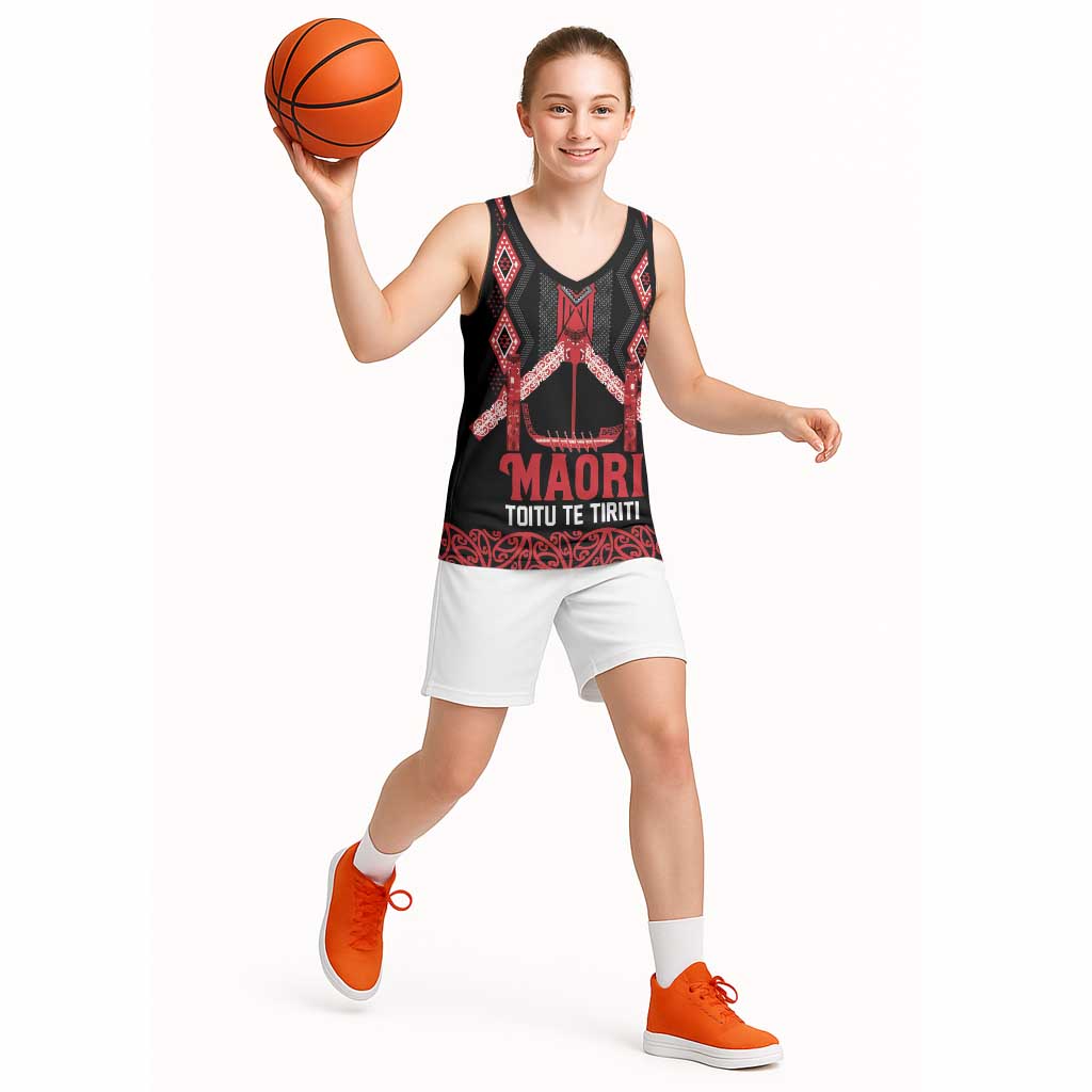 Toitu Te Tiriti Waitangi Basketball Jersey Black Wharenui House LT9 - Polynesian Pride