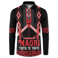Toitu Te Tiriti Waitangi Button Sweatshirt Black Wharenui House - Polynesian Pride