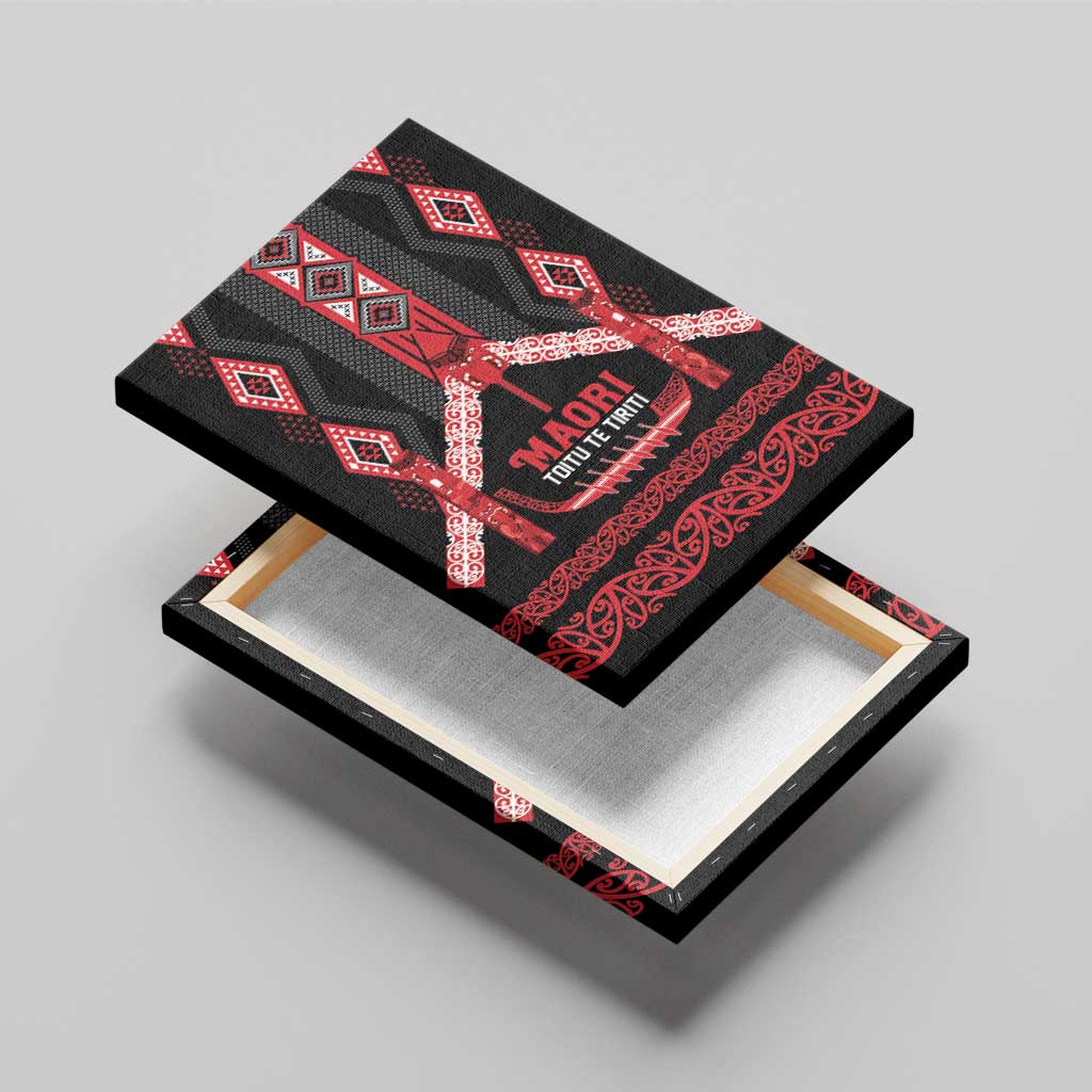 Toitu Te Tiriti Waitangi Canvas Wall Art Black Wharenui House - Polynesian Pride