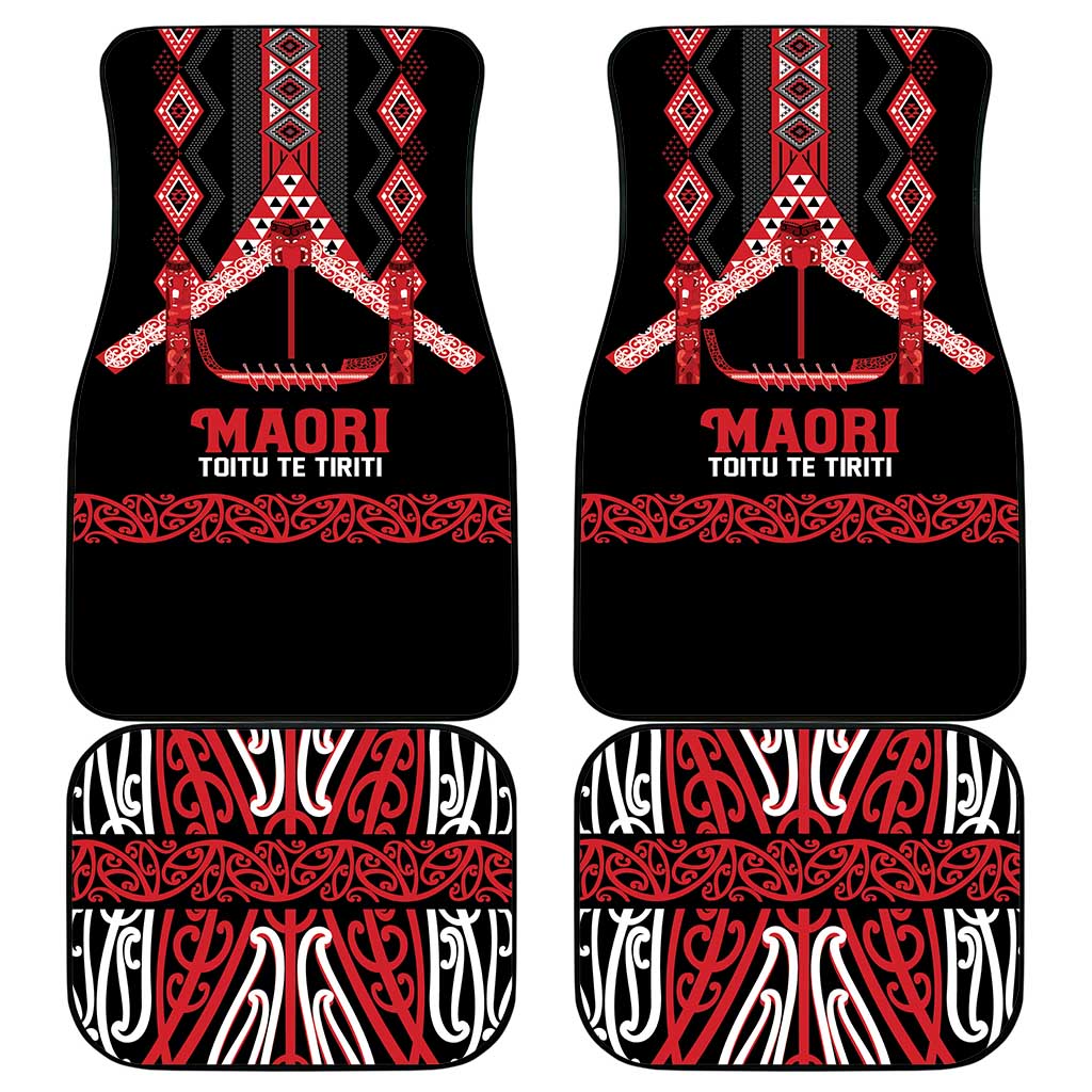 Toitu Te Tiriti Waitangi Car Mats Black Wharenui House LT9 - Polynesian Pride