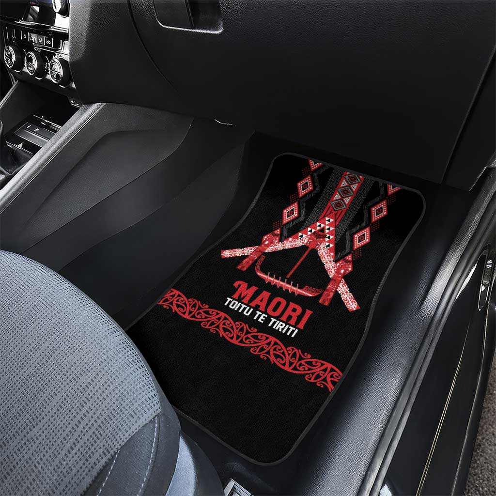 Toitu Te Tiriti Waitangi Car Mats Black Wharenui House LT9 - Polynesian Pride