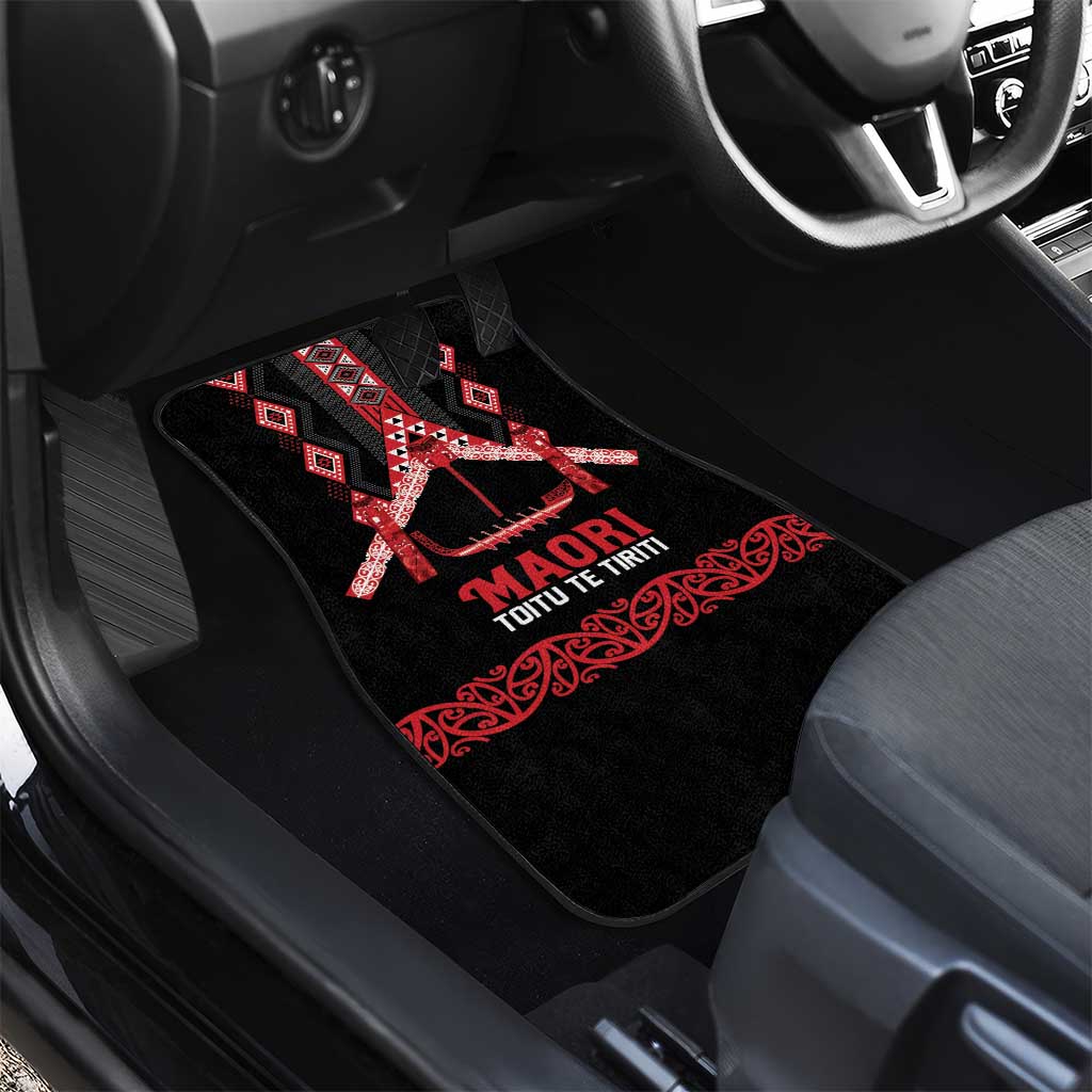 Toitu Te Tiriti Waitangi Car Mats Black Wharenui House LT9 - Polynesian Pride