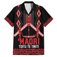 Toitu Te Tiriti Waitangi Family Matching Puletasi and Hawaiian Shirt Black Wharenui House LT9 Dad's Shirt - Short Sleeve Black - Polynesian Pride