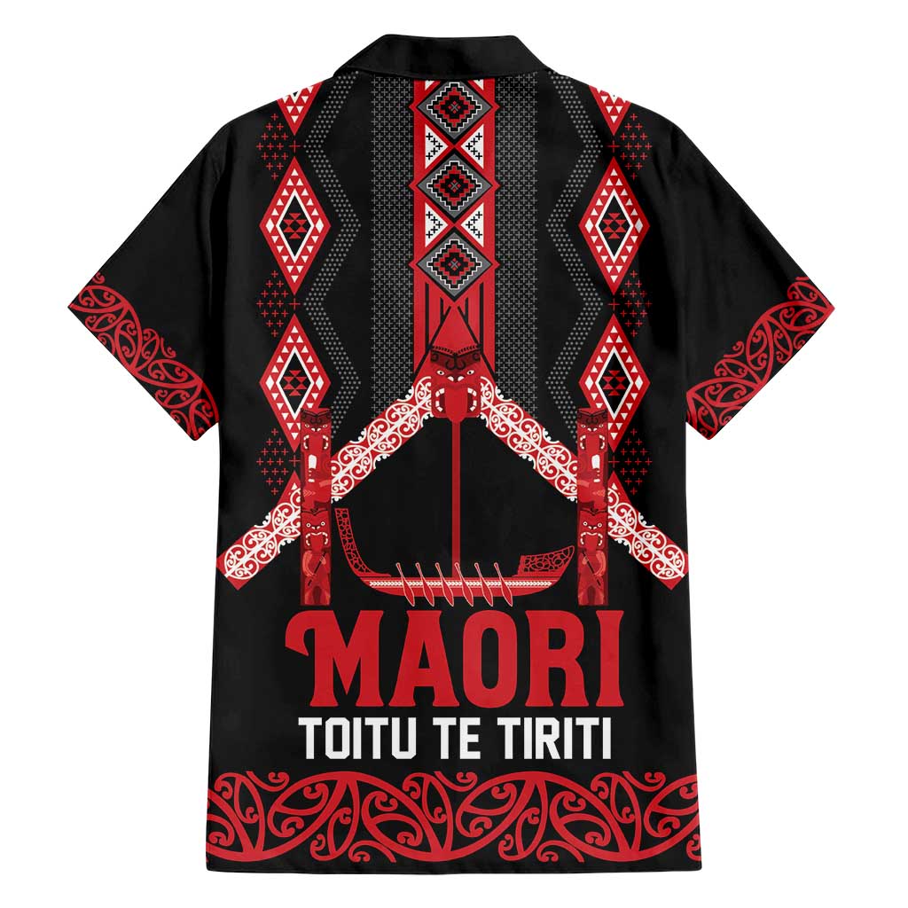 Toitu Te Tiriti Waitangi Family Matching Short Sleeve Bodycon Dress and Hawaiian Shirt Black Wharenui House LT9 - Polynesian Pride