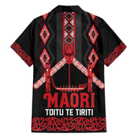 Toitu Te Tiriti Waitangi Family Matching Short Sleeve Bodycon Dress and Hawaiian Shirt Black Wharenui House LT9 - Polynesian Pride