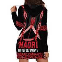 Toitu Te Tiriti Waitangi Hoodie Dress Black Wharenui House LT9 - Polynesian Pride