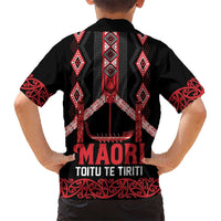 Toitu Te Tiriti Waitangi Kid Hawaiian Shirt Black Wharenui House - Polynesian Pride