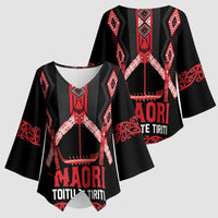 Toitu Te Tiriti Waitangi Kimono Sleeve Blouse Black Wharenui House LT9 - Polynesian Pride