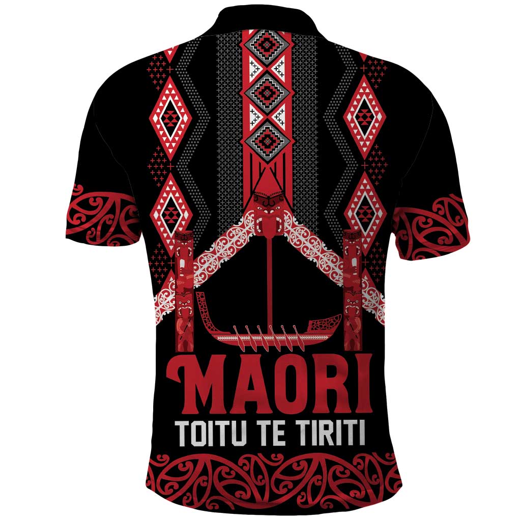 Toitu Te Tiriti Waitangi Polo Shirt Black Wharenui House - Polynesian Pride
