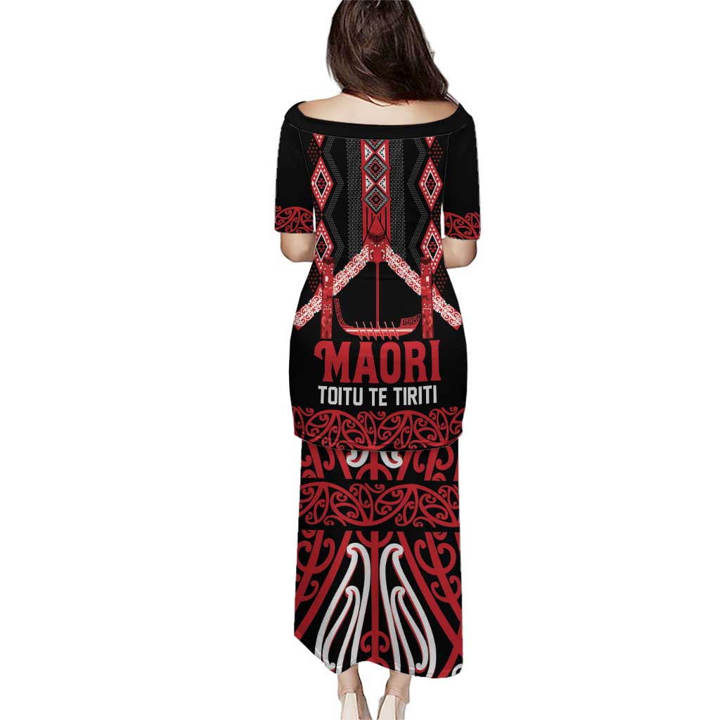 Toitu Te Tiriti Waitangi Puletasi Black Wharenui House LT9 - Polynesian Pride