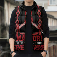Toitu Te Tiriti Waitangi Sleeveless Puffer Jacket Black Wharenui House LT9 - Polynesian Pride