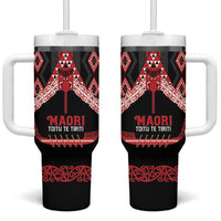 Toitu Te Tiriti Waitangi Tumbler With Handle Black Wharenui House LT9 One Size: 40 oz Black - Polynesian Pride