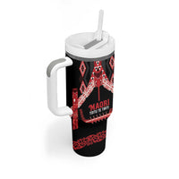 Toitu Te Tiriti Waitangi Tumbler With Handle Black Wharenui House LT9 - Polynesian Pride