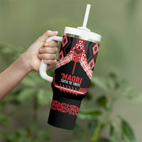Toitu Te Tiriti Waitangi Tumbler With Handle Black Wharenui House LT9 - Polynesian Pride