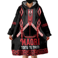 Toitu Te Tiriti Waitangi Wearable Blanket Hoodie Black Wharenui House LT9 - Polynesian Pride