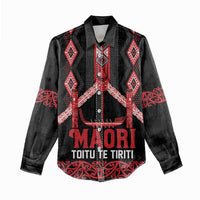 Toitu Te Tiriti Waitangi Women Casual Shirt Black Wharenui House LT9 - Polynesian Pride