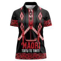 Toitu Te Tiriti Waitangi Women Polo Shirt Black Wharenui House LT9 Female Black - Polynesian Pride