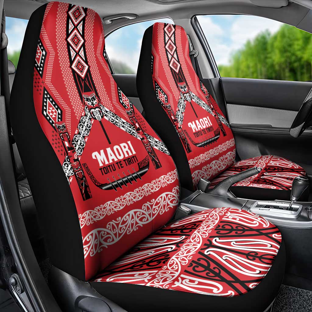 Toitu Te Tiriti Waitangi Car Seat Cover Red Wharenui House - Polynesian Pride