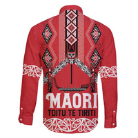 Toitu Te Tiriti Waitangi Family Matching Short Sleeve Bodycon Dress and Hawaiian Shirt Red Wharenui House LT9 - Polynesian Pride