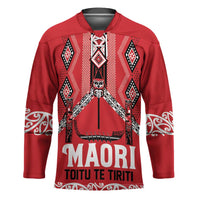 Toitu Te Tiriti Waitangi Hockey Jersey Red Wharenui House - Polynesian Pride