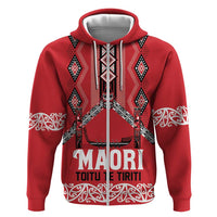 Toitu Te Tiriti Waitangi Hoodie Red Wharenui House LT9 Zip Hoodie Red - Polynesian Pride