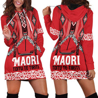 Toitu Te Tiriti Waitangi Hoodie Dress Red Wharenui House LT9 - Polynesian Pride