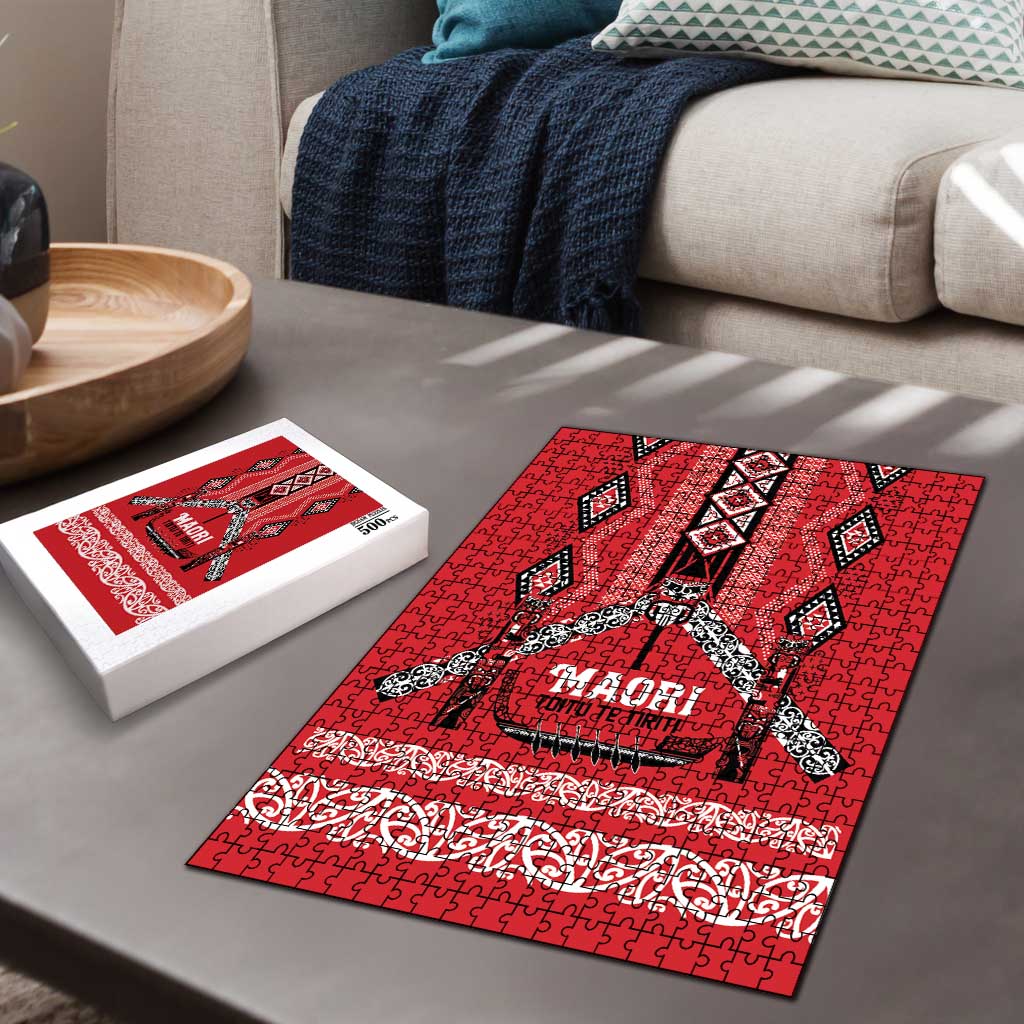 Toitu Te Tiriti Waitangi Puzzle Red Wharenui House - Polynesian Pride