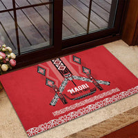 Toitu Te Tiriti Waitangi Rubber Doormat Red Wharenui House - Polynesian Pride