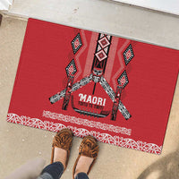 Toitu Te Tiriti Waitangi Rubber Doormat Red Wharenui House - Polynesian Pride
