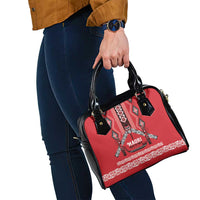 Toitu Te Tiriti Waitangi Shoulder Handbag Red Wharenui House - Polynesian Pride