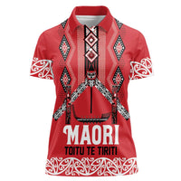 Toitu Te Tiriti Waitangi Women Polo Shirt Red Wharenui House LT9 Female Red - Polynesian Pride