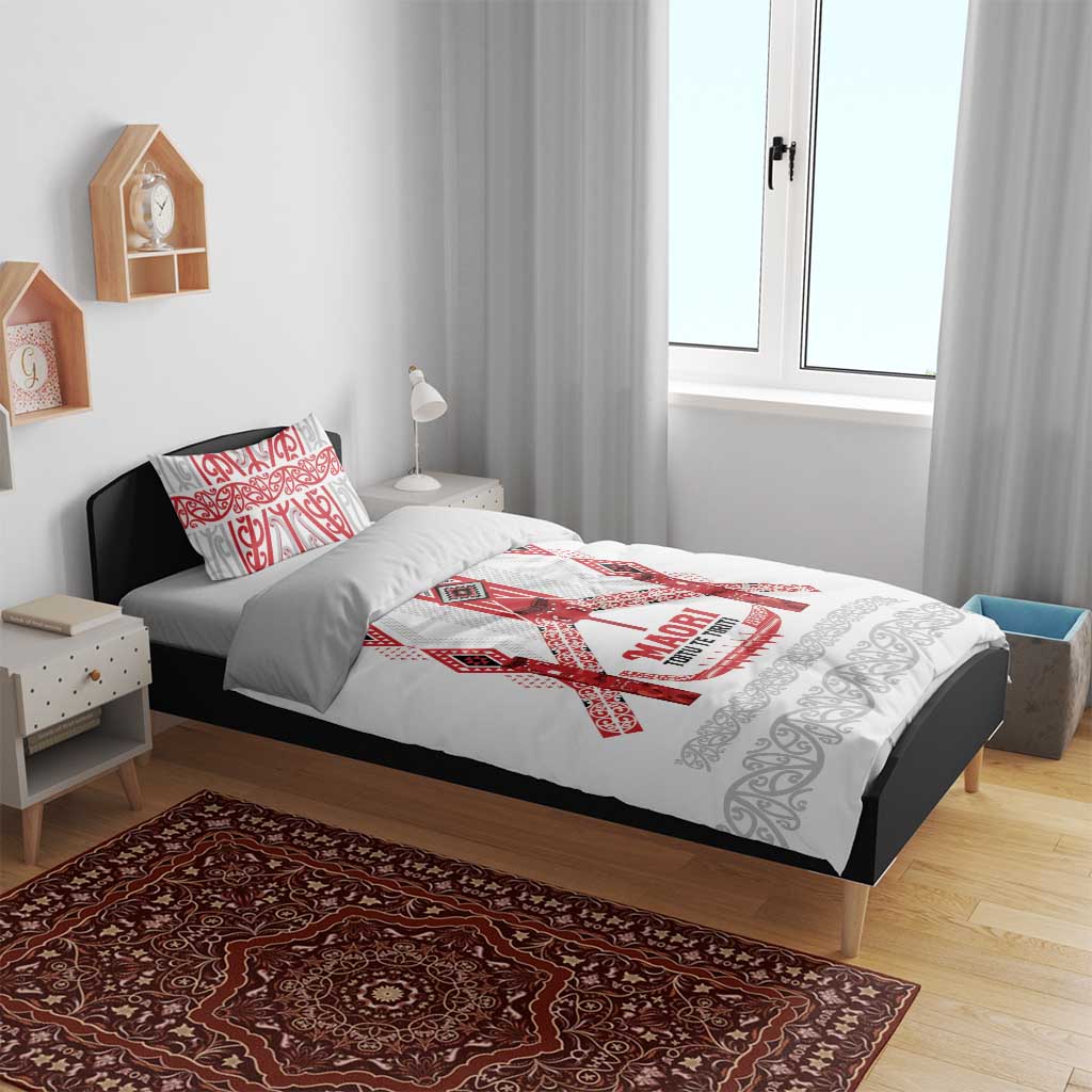 Toitu Te Tiriti Waitangi Bedding Set White Wharenui House - Polynesian Pride