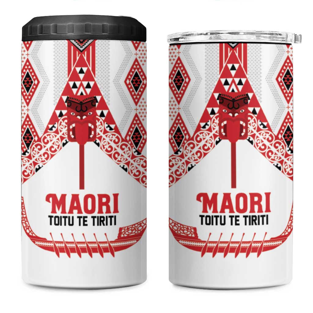Toitu Te Tiriti Waitangi 4 in 1 Can Cooler Tumbler White Wharenui House LT9 One Size: 16 oz white - Polynesian Pride