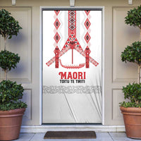 Toitu Te Tiriti Waitangi Door Cover White Wharenui House LT9 white - Polynesian Pride