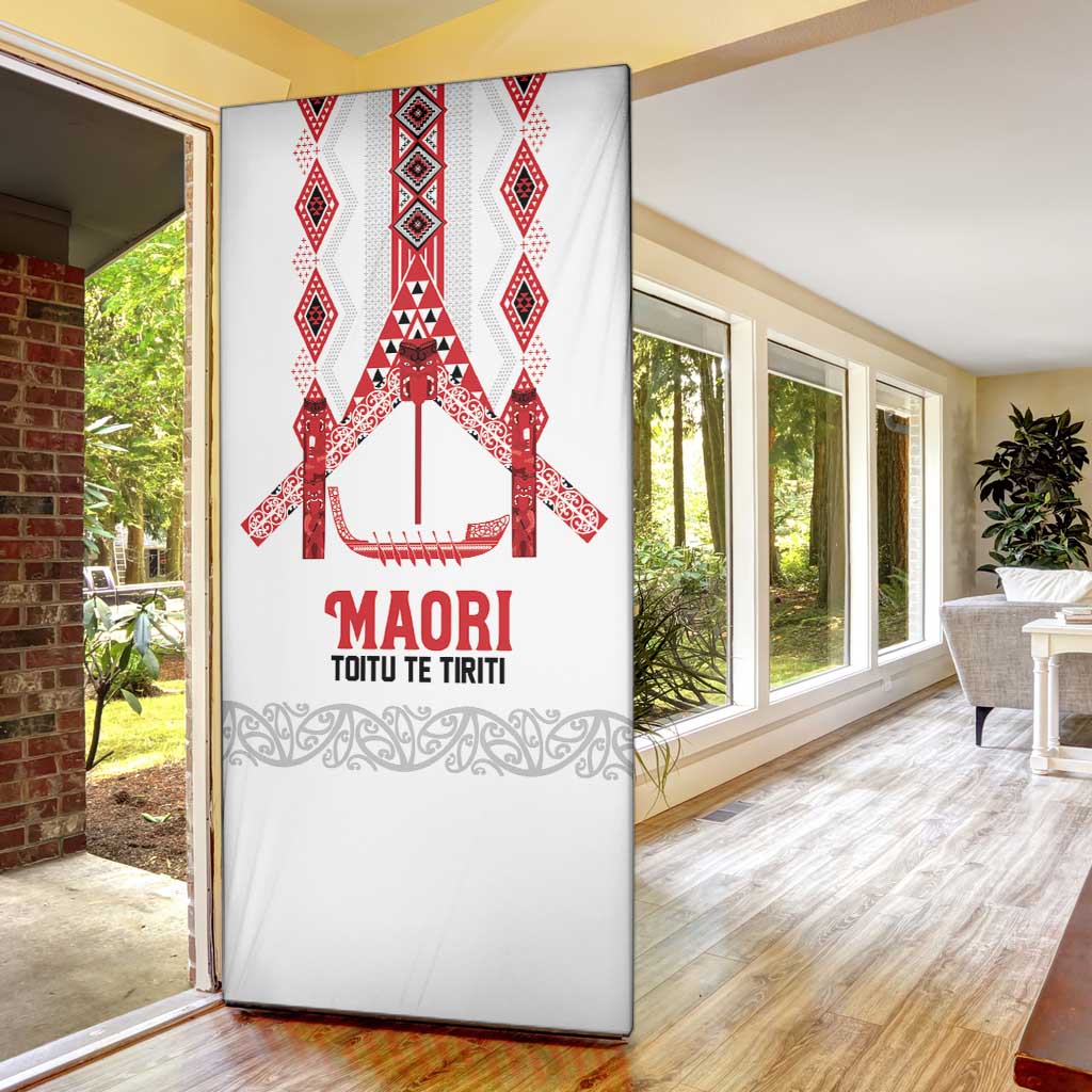Toitu Te Tiriti Waitangi Door Cover White Wharenui House LT9 - Polynesian Pride