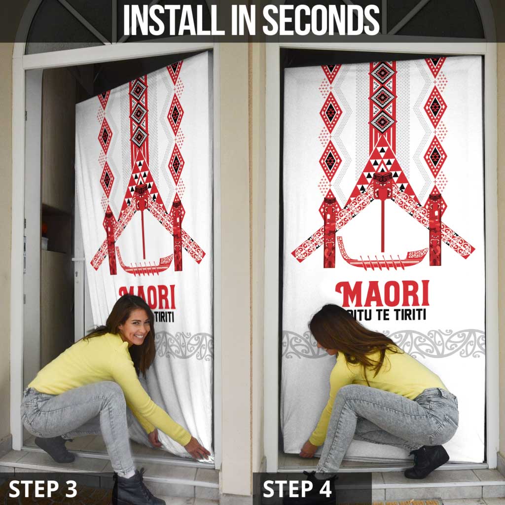Toitu Te Tiriti Waitangi Door Cover White Wharenui House LT9 - Polynesian Pride