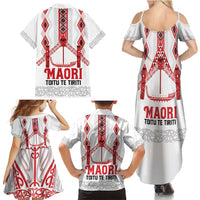 Toitu Te Tiriti Waitangi Family Matching Summer Maxi Dress and Hawaiian Shirt White Wharenui House LT9 - Polynesian Pride