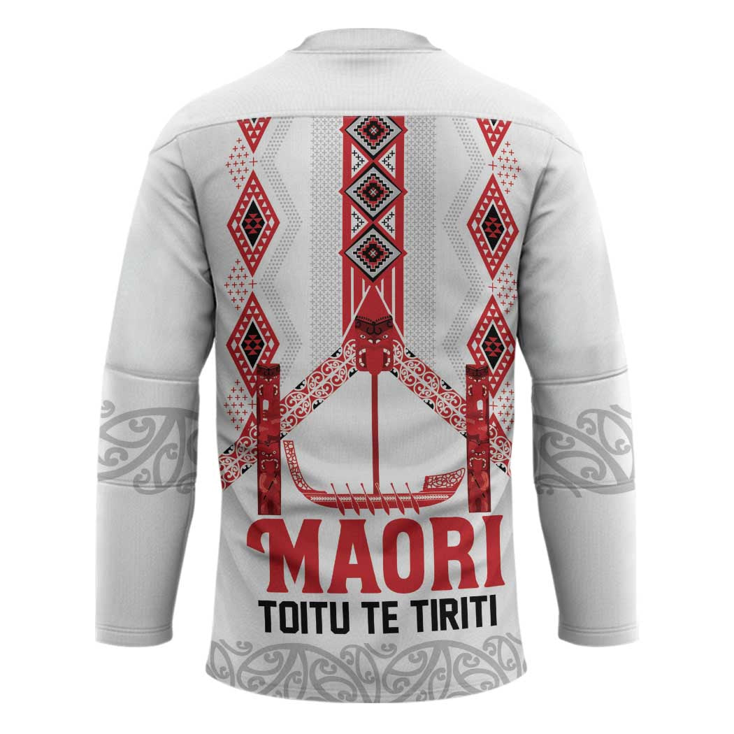 Toitu Te Tiriti Waitangi Hockey Jersey White Wharenui House LT9 - Polynesian Pride